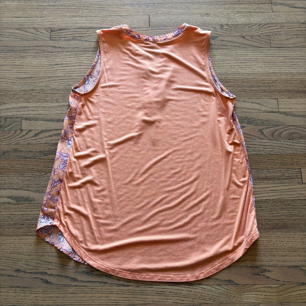 Paper Moon Womens Small Peach Floral Mixed Media Sleeveless V-Neck Tank Top S - Picture 5 of 5